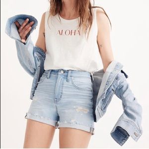 Madewell High Waist Cuffed Denim shorts light wash